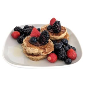 Rebellicious - vegan banana mini chocolate pancakes with berries